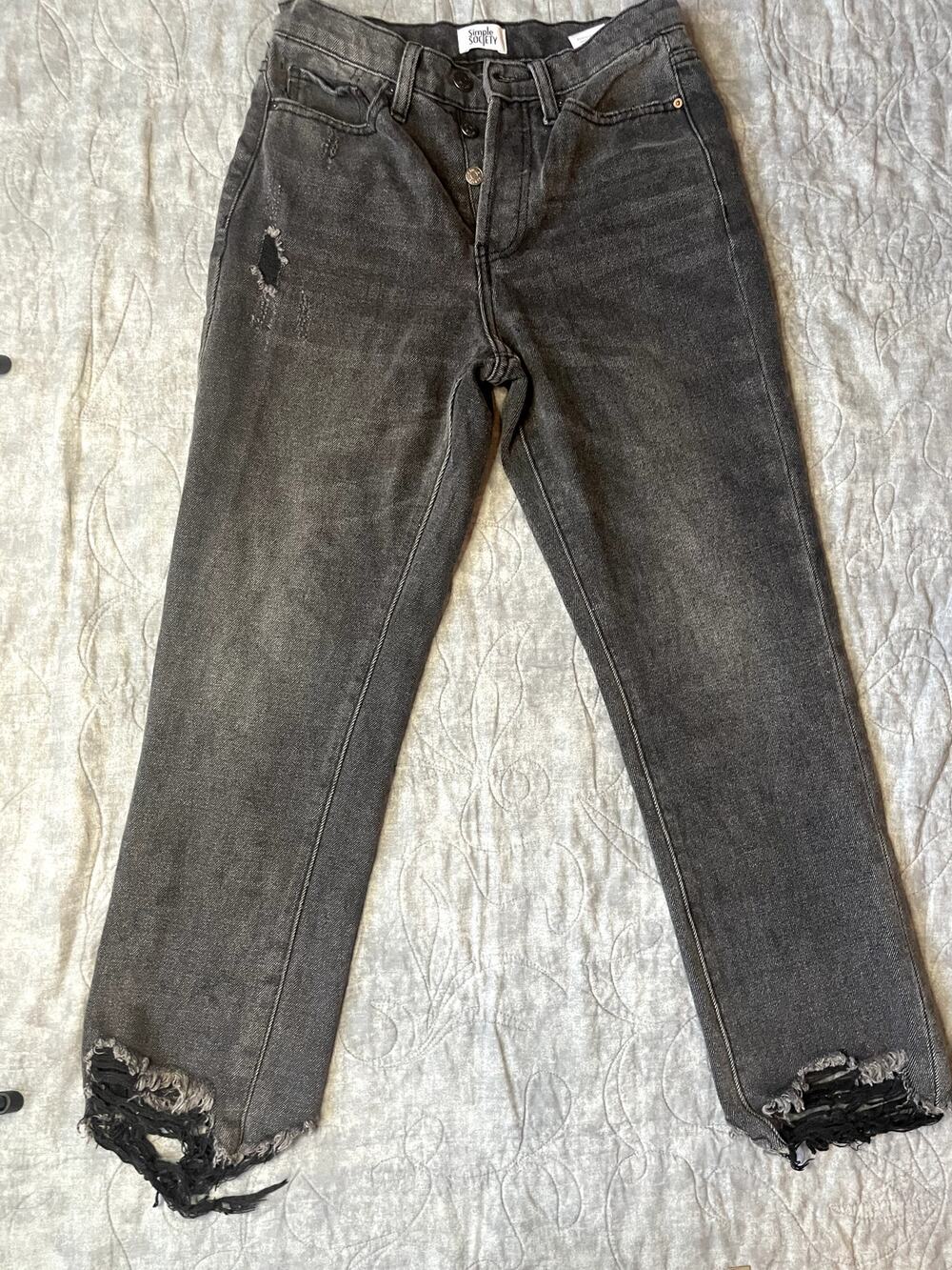 Simple Society Grey High Rise Button Fly Jeans 3/26